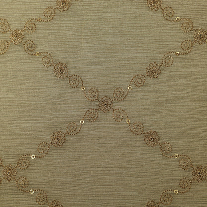 Beige Color Tissue Embroidery Fabric