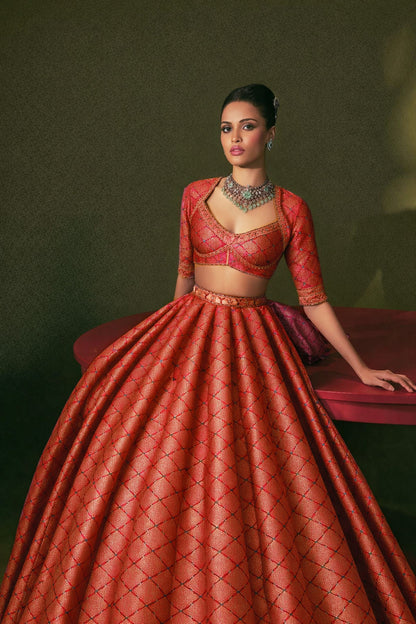 Pure Katan Meena Brocade Fabric