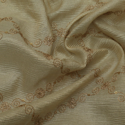 Beige Color Tissue Embroidery Fabric