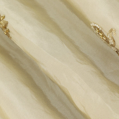 Beige Color Tissue Embroidery Fabric