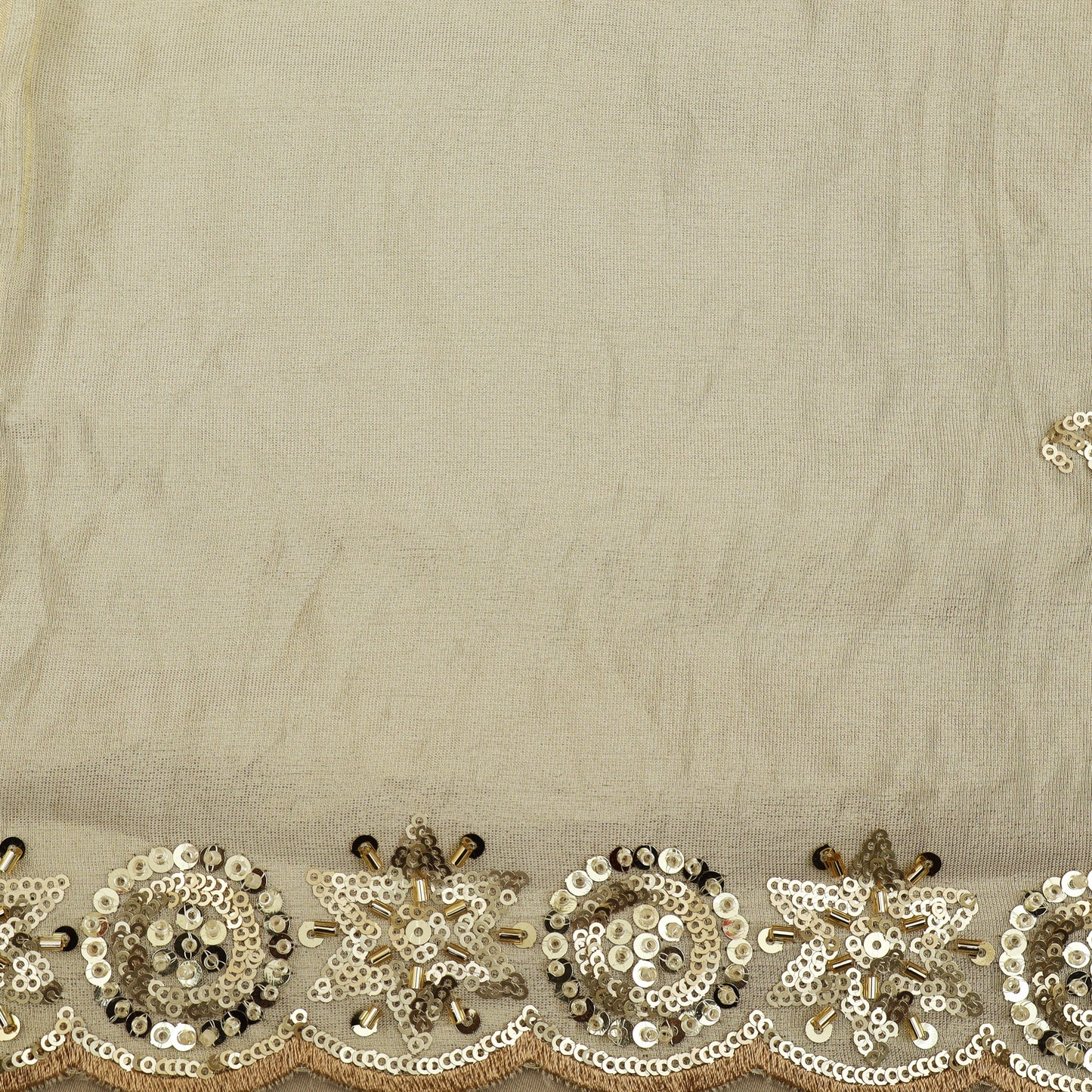 Beige Color Tissue Embroidery Fabric