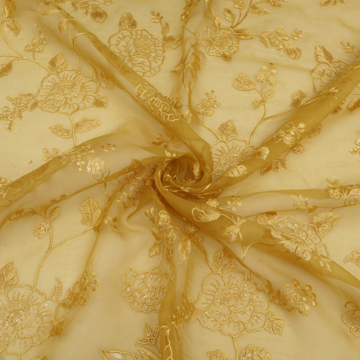 Pure Organza Cut Work Embroidery Fabric