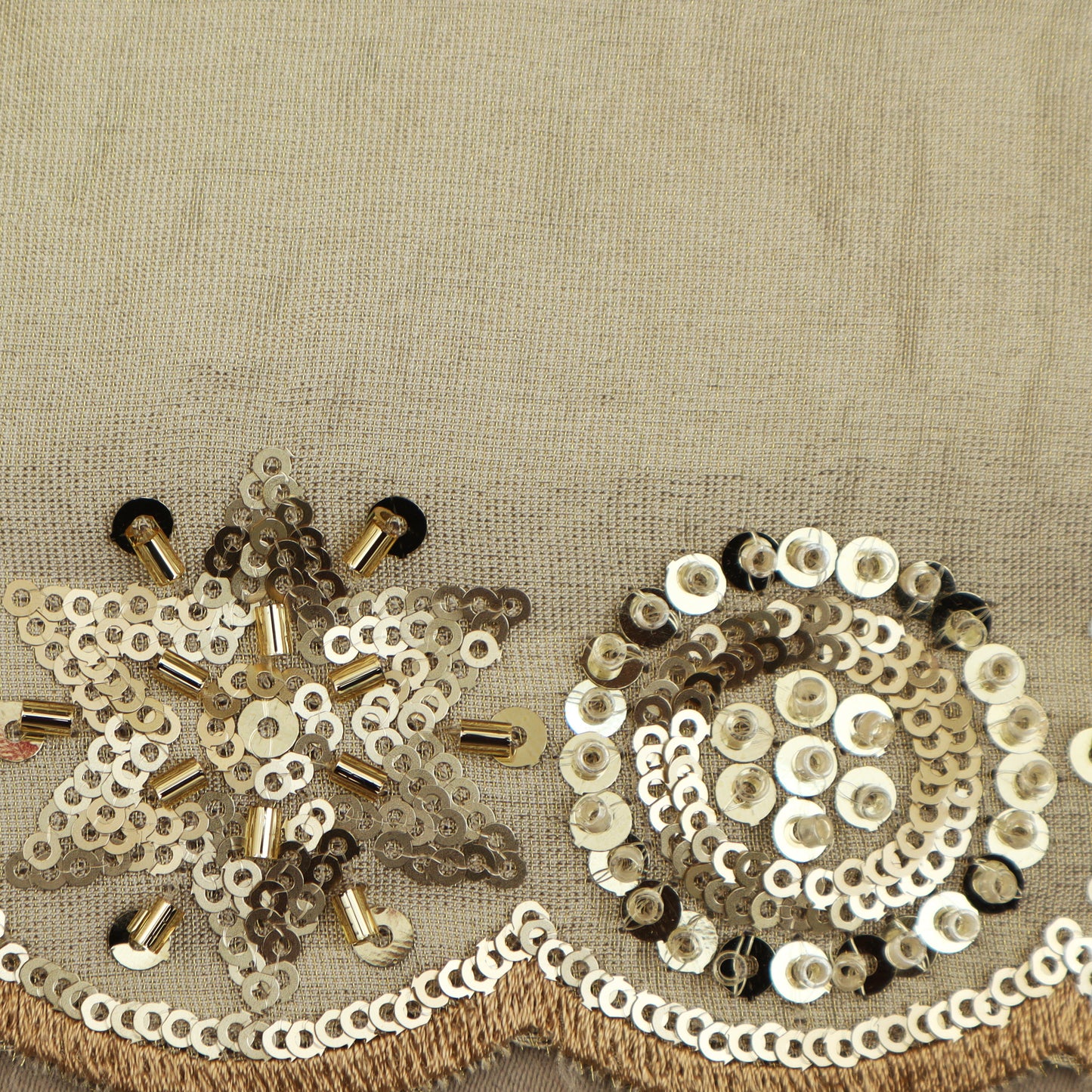 Beige Color Tissue Embroidery Fabric