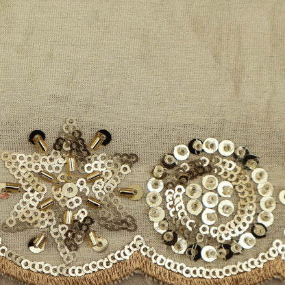 Beige Color Tissue Embroidery Fabric