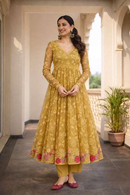 Pure Organza Cut Work Embroidery Fabric