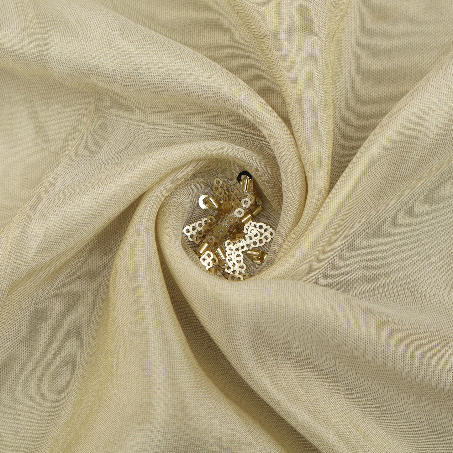 Beige Color Tissue Embroidery Fabric