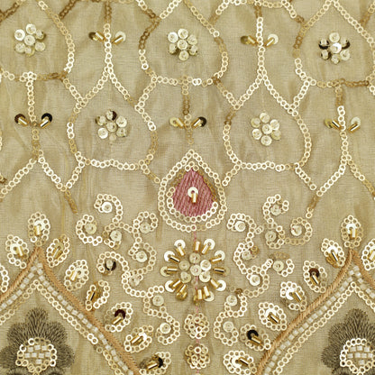 Beige Color Tissue Embroidery Fabric