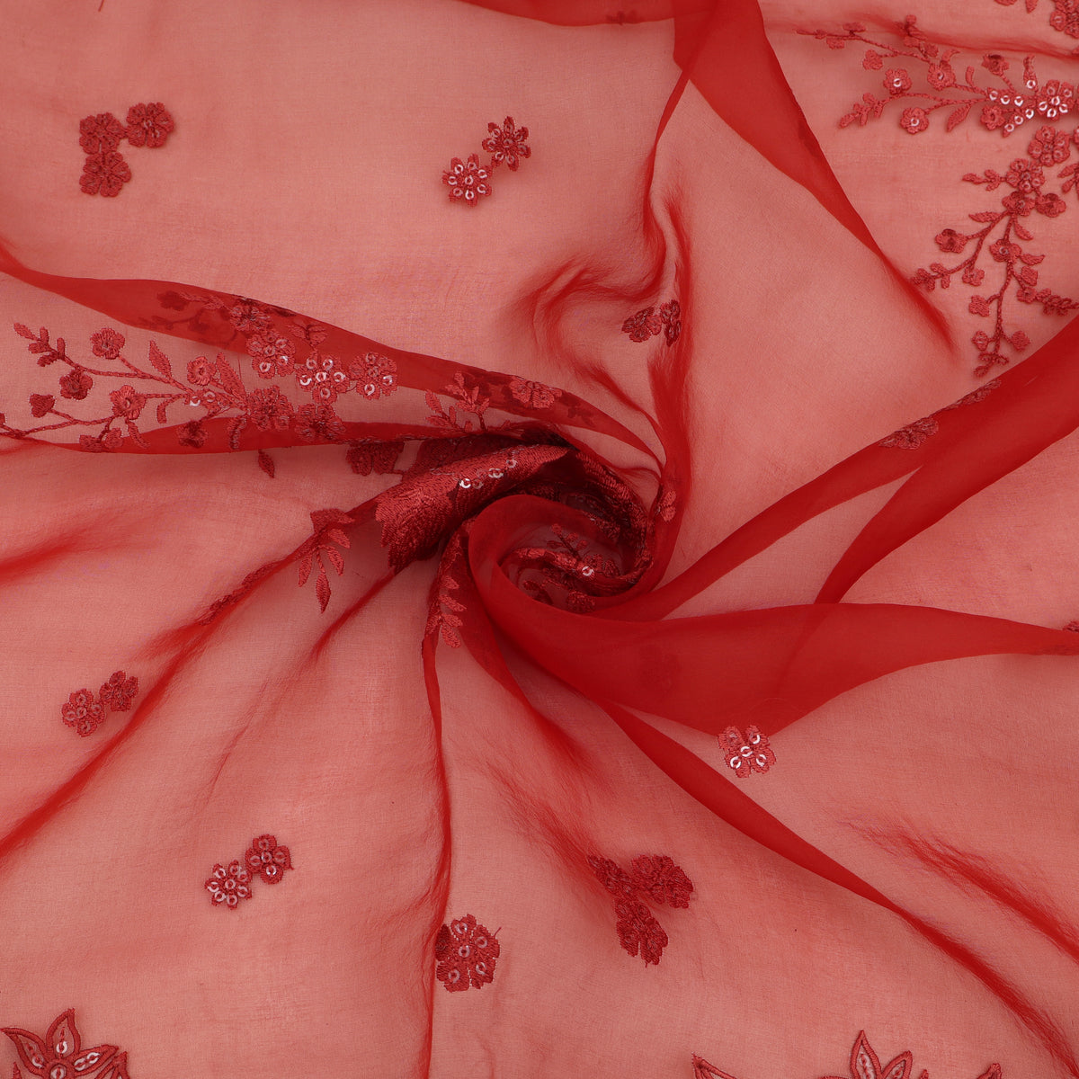 Pure Organza Cut Work Embroidery Fabric