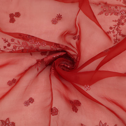 Pure Organza Cut Work Embroidery Fabric