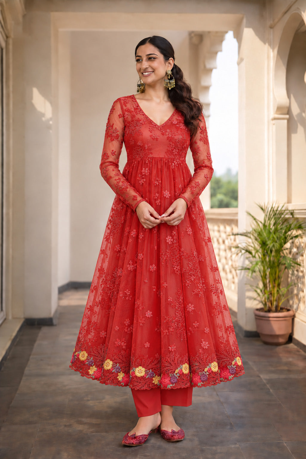 Pure Organza Cut Work Embroidery Fabric
