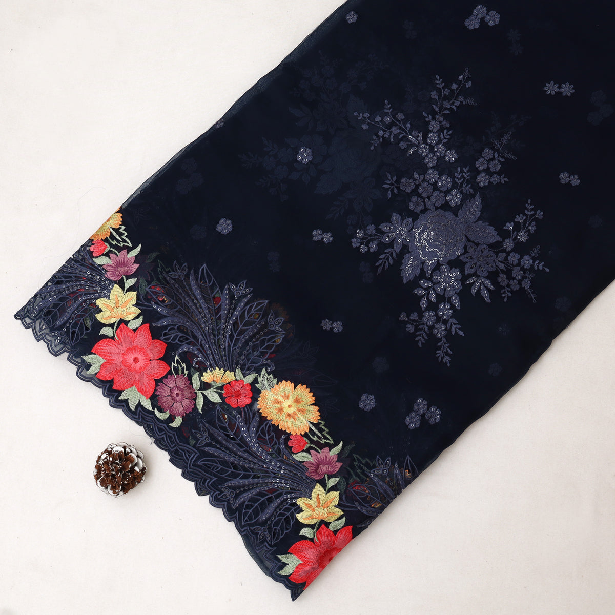 Pure Organza Cut Work Embroidery Fabric