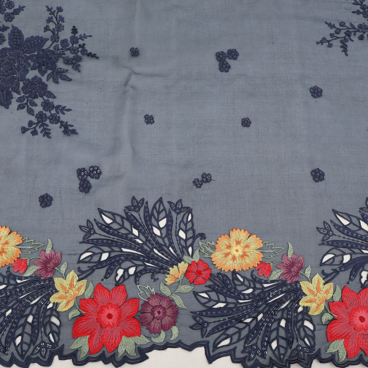 Pure Organza Cut Work Embroidery Fabric