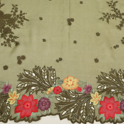 Pure Organza Cut Work Embroidery Fabric