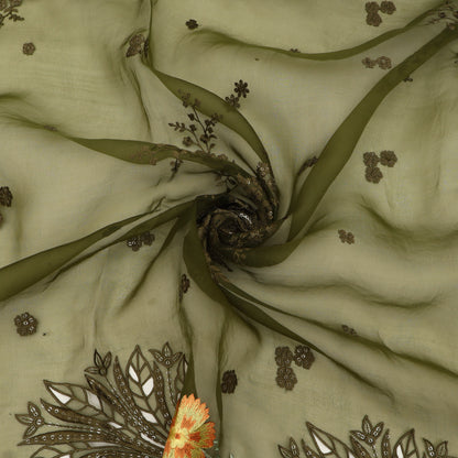 Pure Organza Cut Work Embroidery Fabric