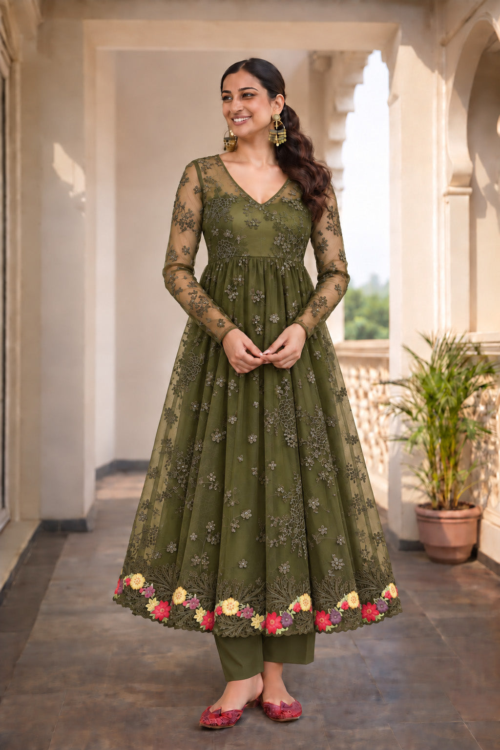 Pure Organza Cut Work Embroidery Fabric