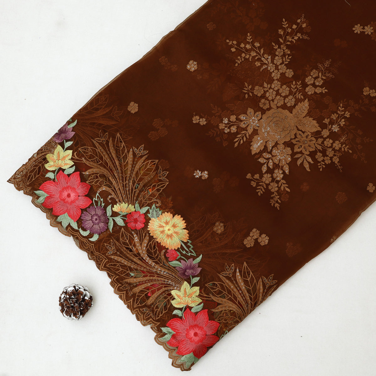 Pure Organza Cut Work Embroidery Fabric