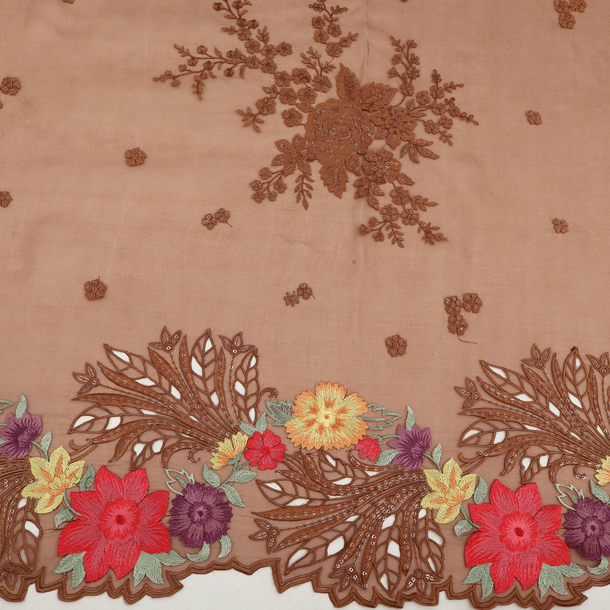 Pure Organza Cut Work Embroidery Fabric