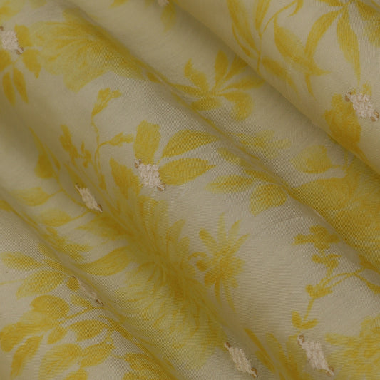 Colored Color Mulmul Embroidery Fabric