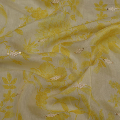 Colored Color Mulmul Embroidery Fabric