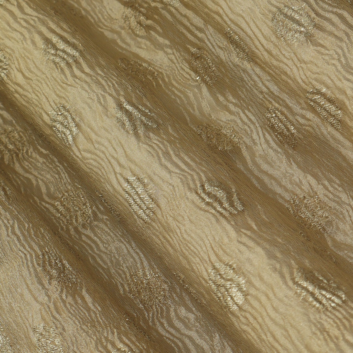 Gold Color Crush Tissue Zari Fabric