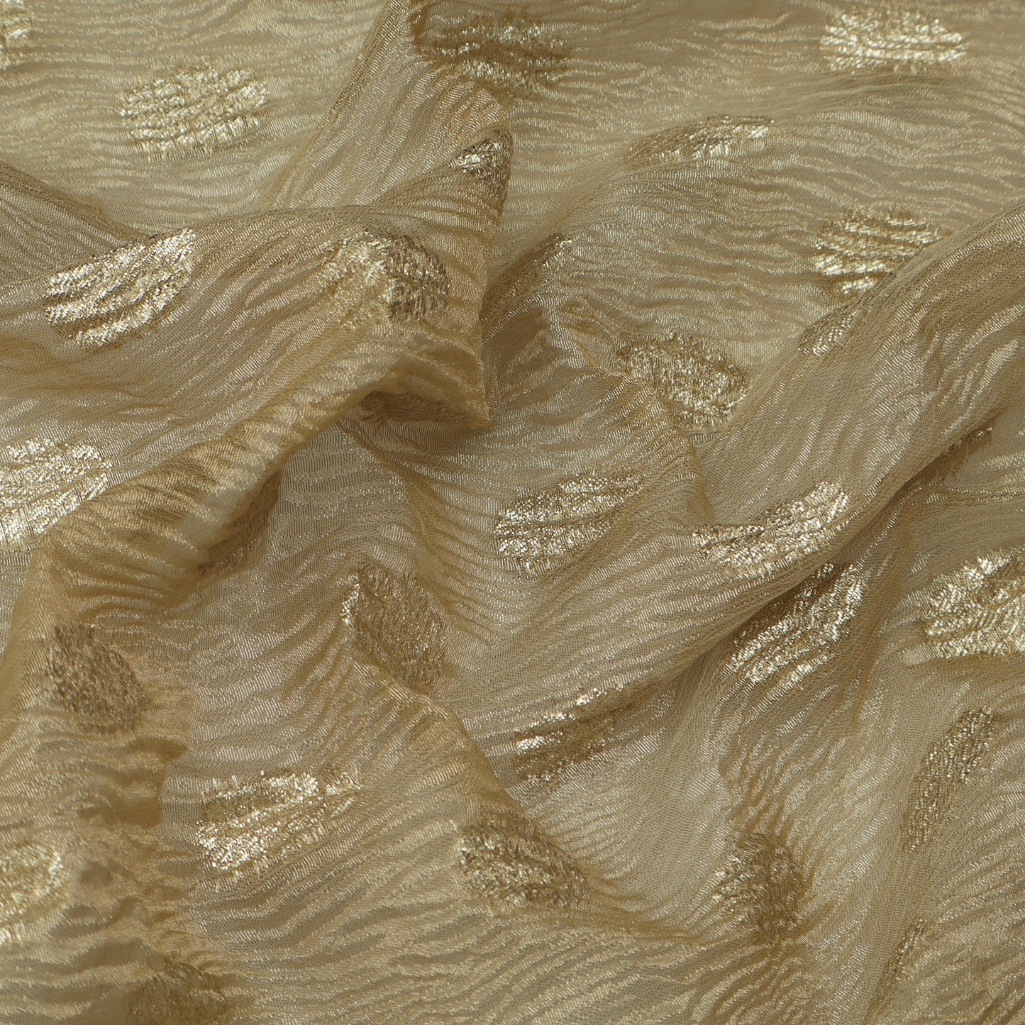 Gold Color Crush Tissue Zari Fabric