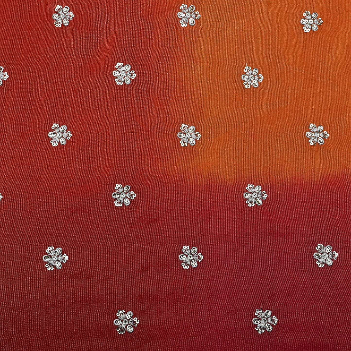 Orange Color Shaded Tissue Booti Fabric