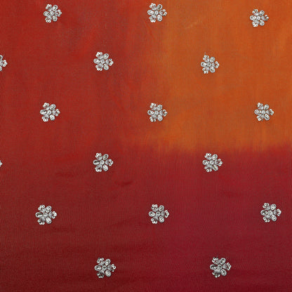 Orange Color Shaded Tissue Booti Fabric