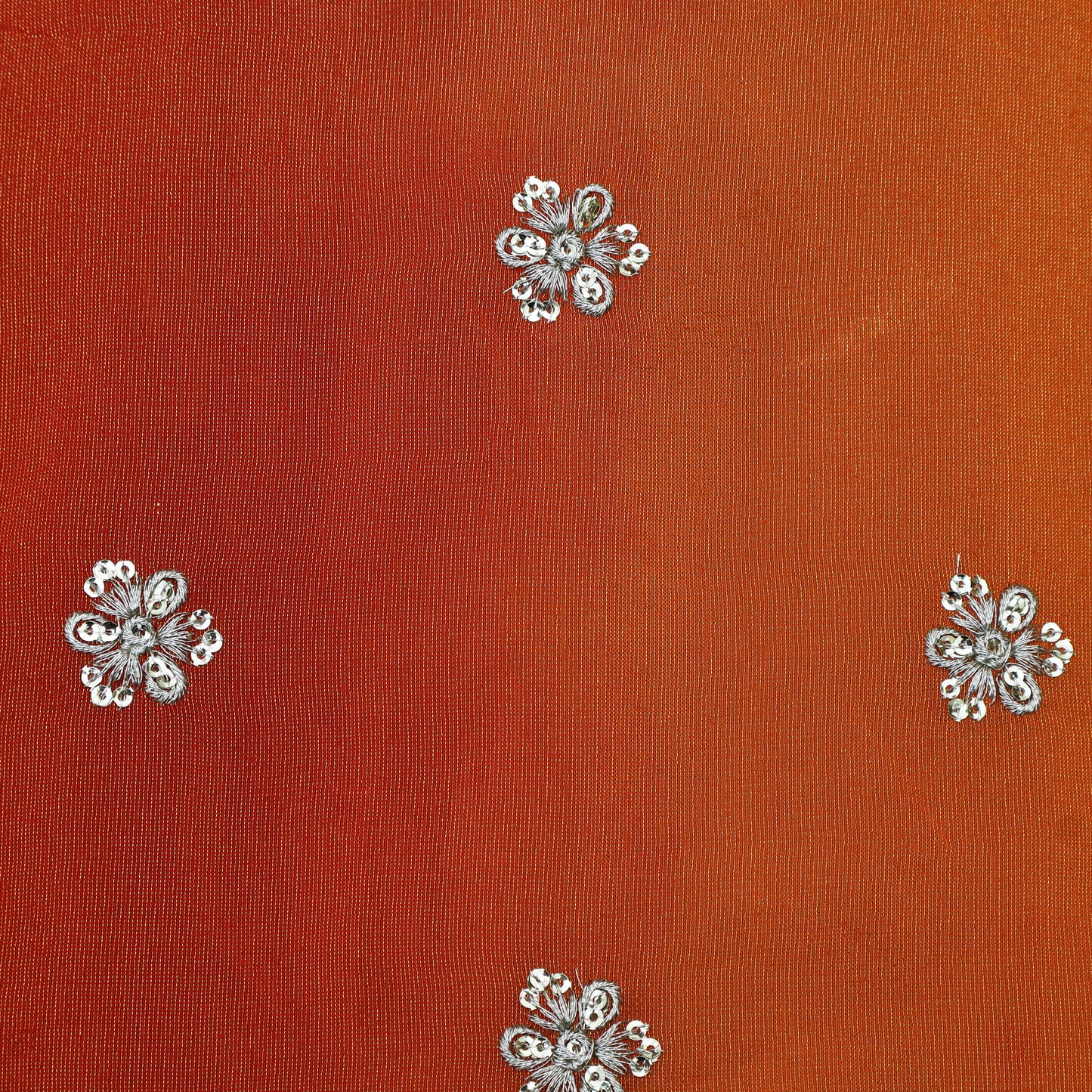 Orange Color Shaded Tissue Booti Fabric