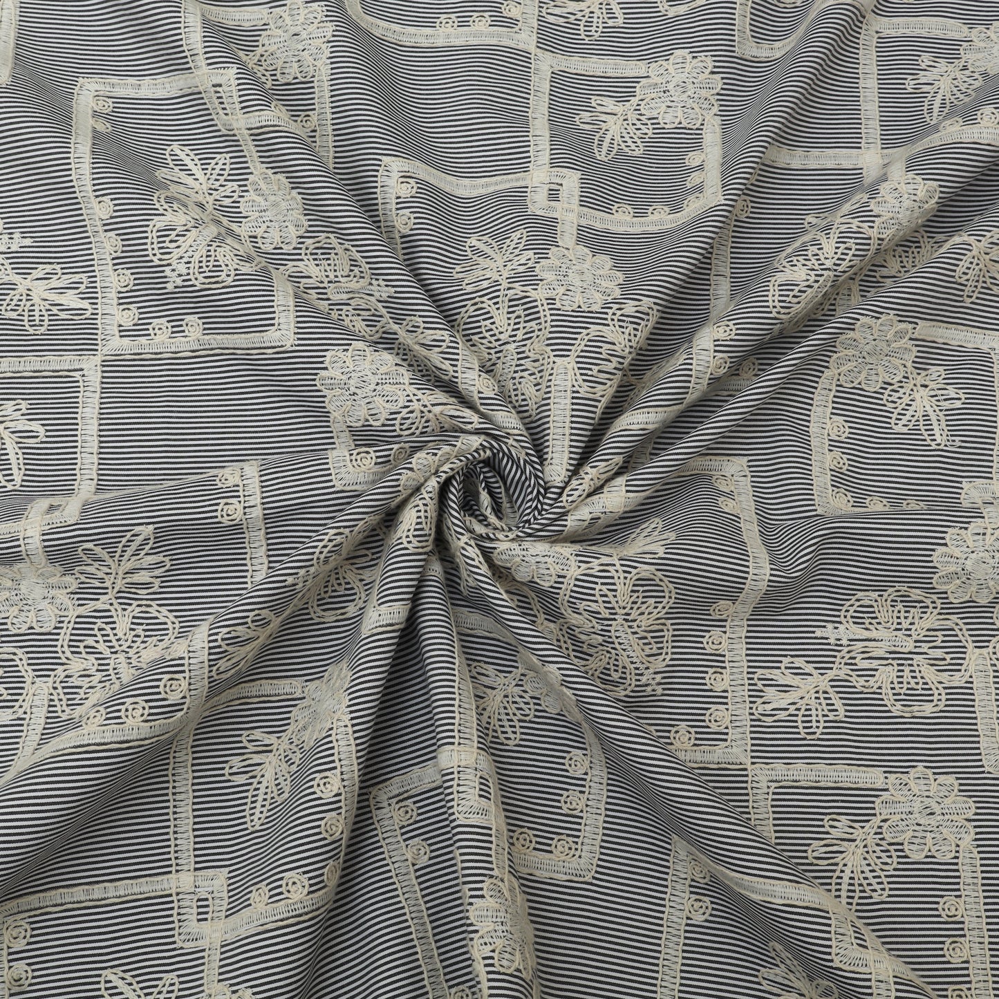 Crepe Stripe Embroidery Fabric