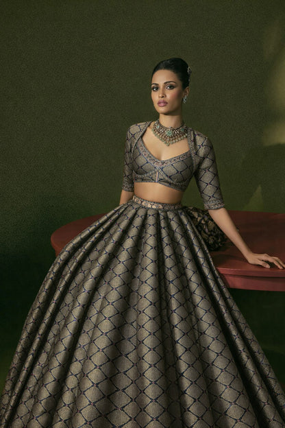 Pure Katan Meena Brocade Fabric