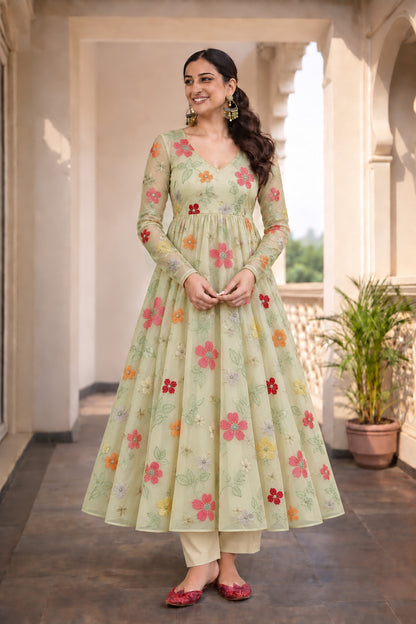 Pure Floral Organza Embroidery Fabric