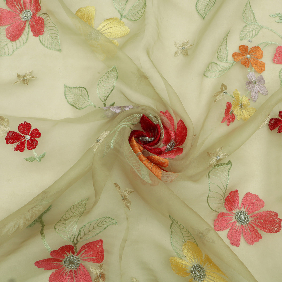 Pure Floral Organza Embroidery Fabric