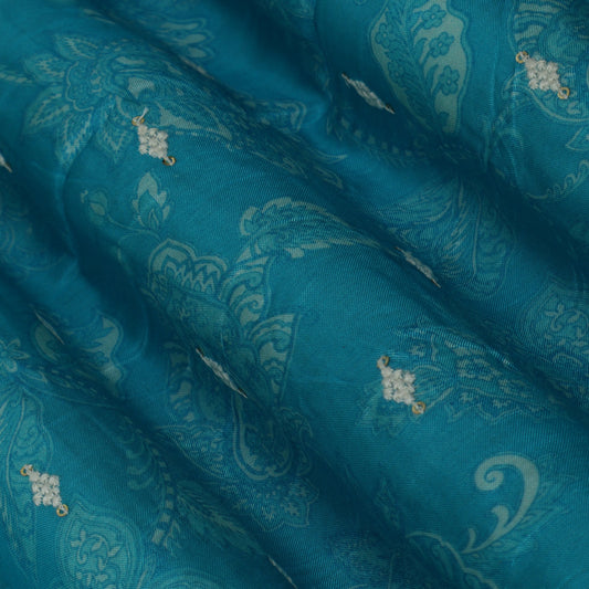 Colored Color Mulmul Embroidery Fabric