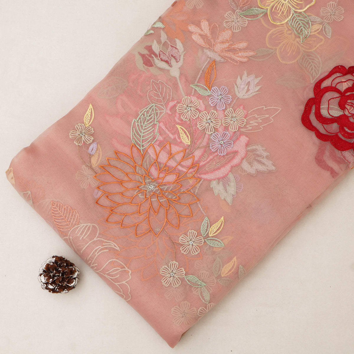 Pure Floral Organza Embroidery Fabric