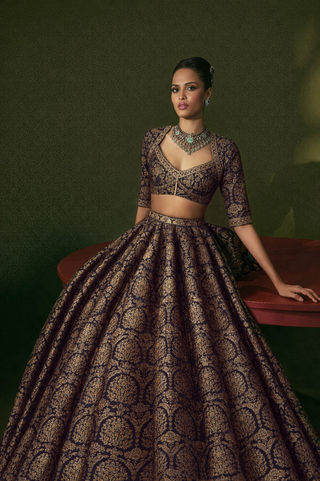 Traditional Meena Work Katan Brocade