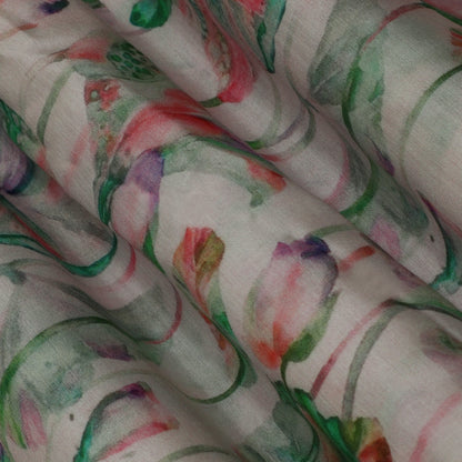 Colored Color Mulmul Embroidery Fabric