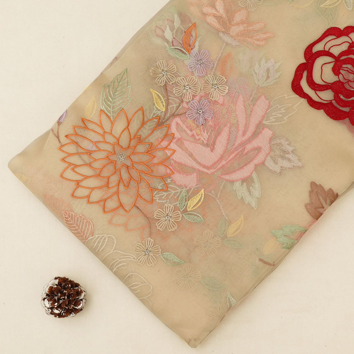 Pure Floral Organza Embroidery Fabric