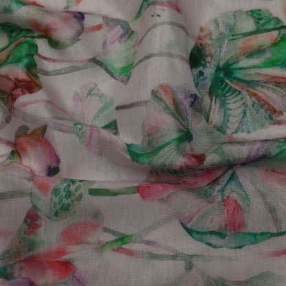 Colored Color Mulmul Embroidery Fabric