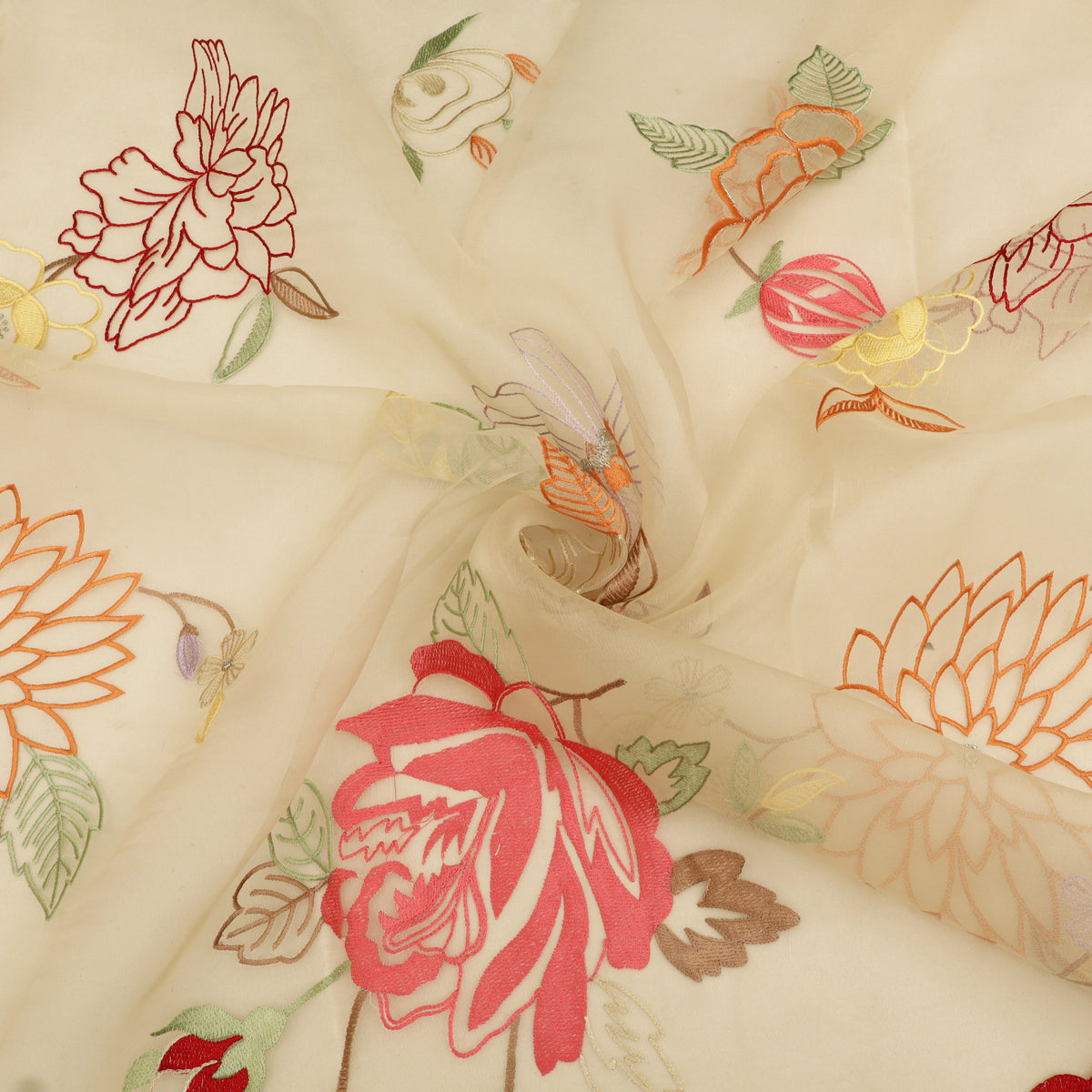 Pure Floral Organza Embroidery Fabric