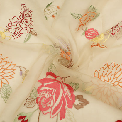 Pure Floral Organza Embroidery Fabric
