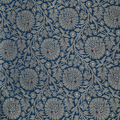 Peacock Blue Color Katan Meena Brocade Fabric