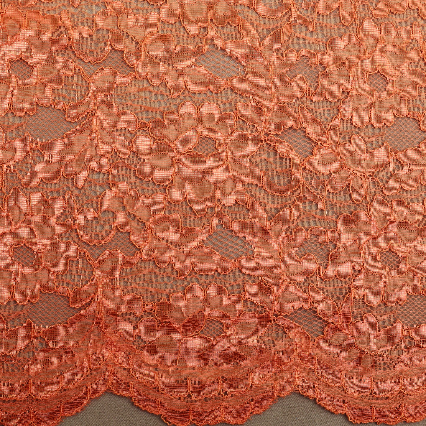 Orange Color Chantilly Lace Fabric