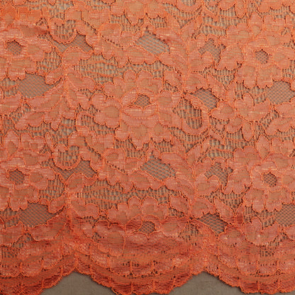 Orange Color Chantilly Lace Fabric