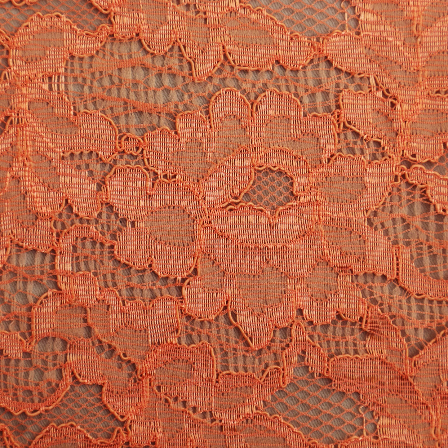 Orange Color Chantilly Lace Fabric