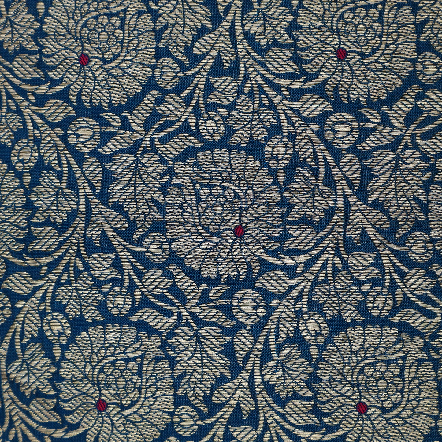 Peacock Blue Color Katan Meena Brocade Fabric