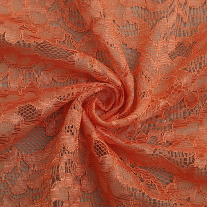 Orange Color Chantilly Lace Fabric