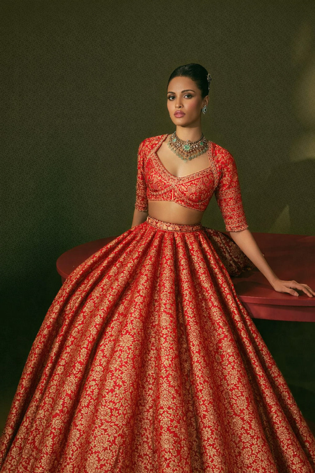 Traditional Meena Work Katan Brocade