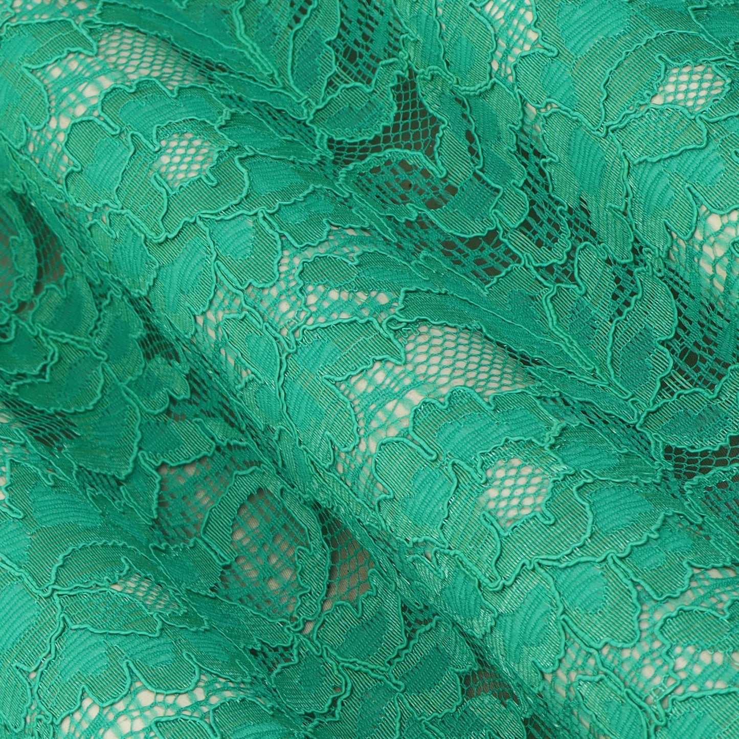 Green Color Chantilly Lace Fabric