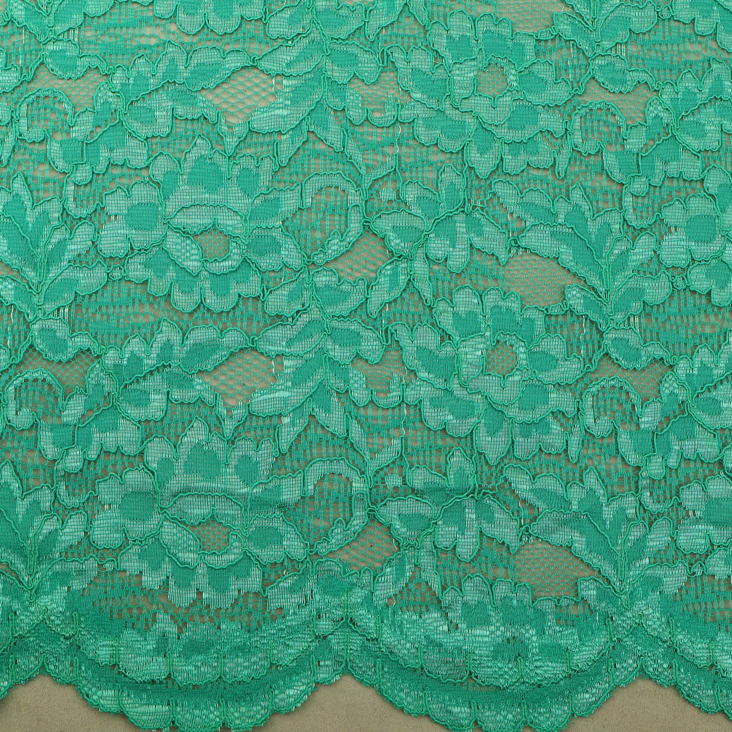 Green Color Chantilly Lace Fabric