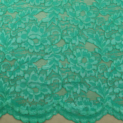 Green Color Chantilly Lace Fabric